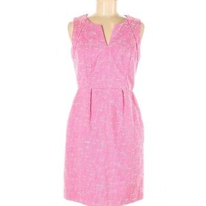 Sleeveless Pink Sheath Dress with V-Notch Neckline